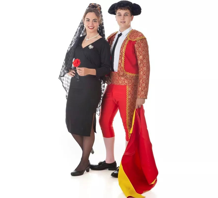 Translation missing: it.Disfraz de Torero clásico rojo y dorado para hombre