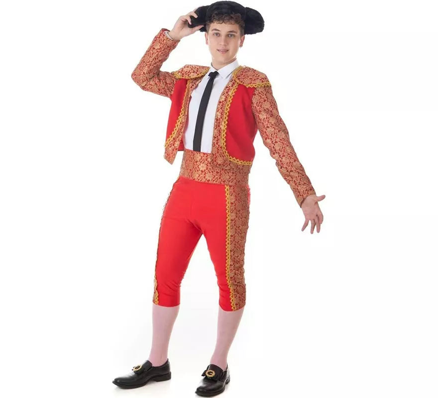 Translation missing: it.Disfraz de Torero clásico rojo y dorado para hombre