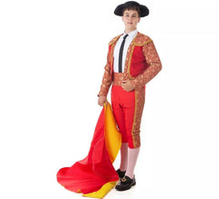 Costume classico da torero rosso e oro per uomo