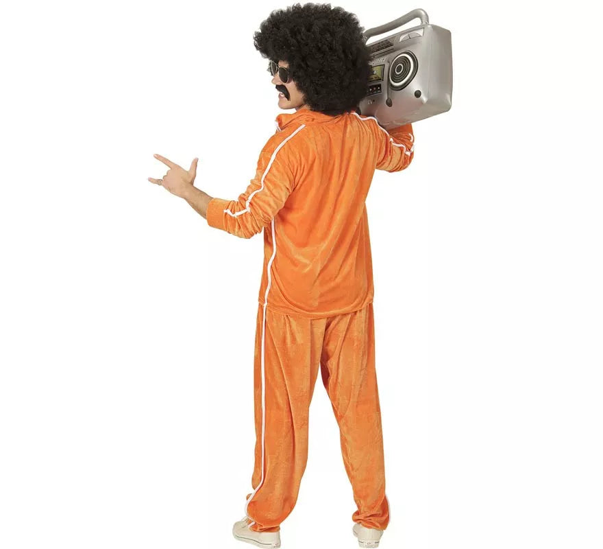 Translation missing: it.Disfraz de Traje Deportivo Años 80 naranja terciopelo para hombre