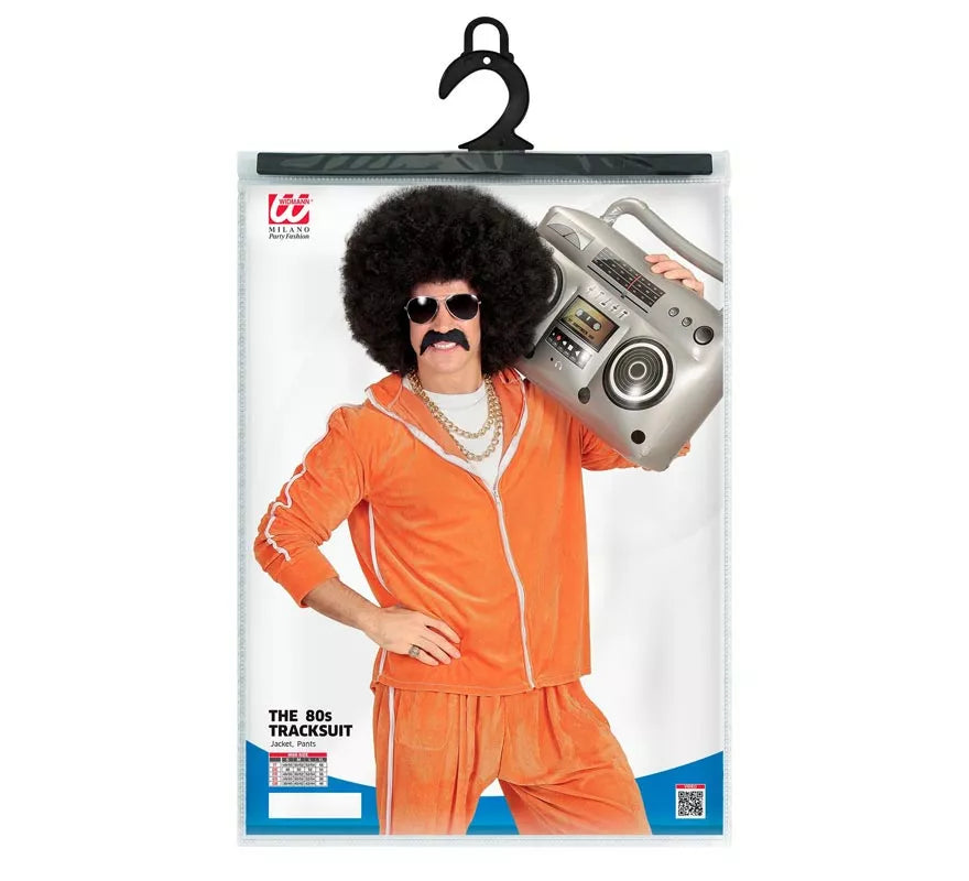 Translation missing: it.Disfraz de Traje Deportivo Años 80 naranja terciopelo para hombre