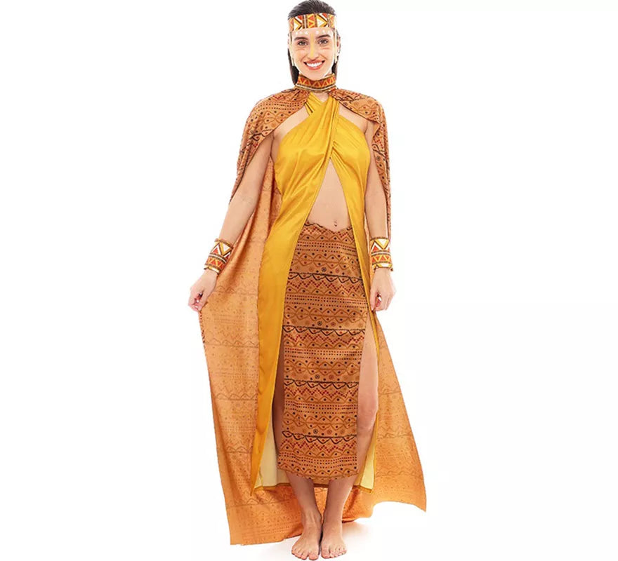 Translation missing: it.Disfraz de Tribal Africana amarillo y marrón para mujer