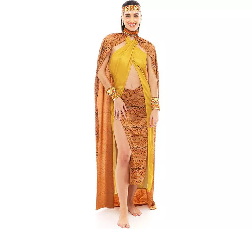 Translation missing: it.Disfraz de Tribal Africana amarillo y marrón para mujer