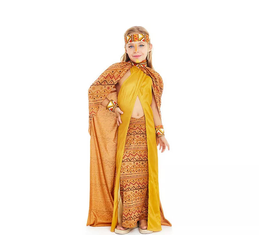 Translation missing: es.Disfraz de Tribal Africana amarillo y marrón para niña