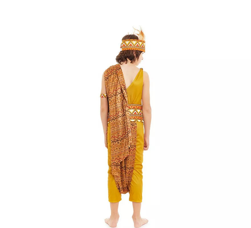 Translation missing: it.Disfraz de Tribal Africano amarillo y marrón para niño