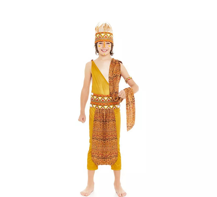 Translation missing: es.Disfraz de Tribal Africano amarillo y marrón para niño