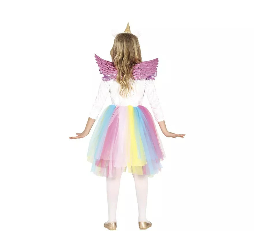 Translation missing: it.Disfraz de Unicornio Arcoíris con alas para niña