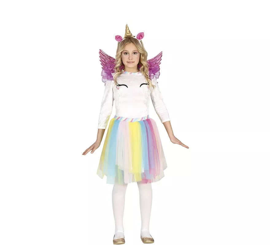 Translation missing: it.Disfraz de Unicornio Arcoíris con alas para niña