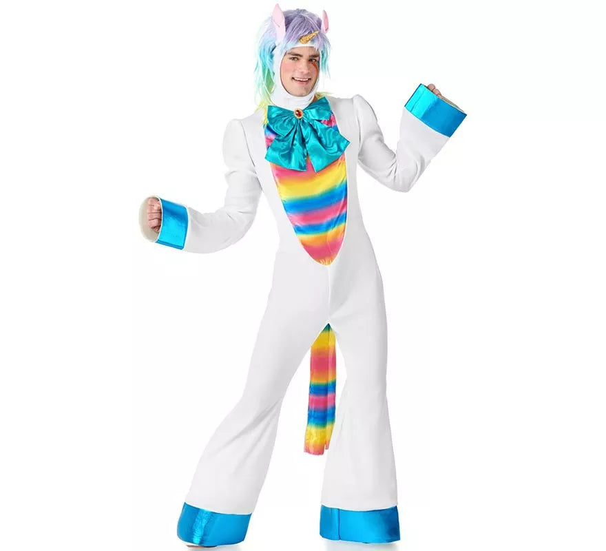 Translation missing: it.Disfraz de Unicornio arcoiris con lazo para adultos