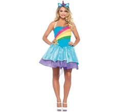 Costume da unicorno arcobaleno per donna