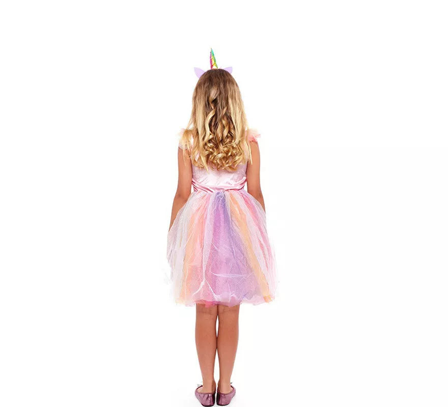 Translation missing: es.Disfraz de Unicornio Arcoíris Rosa para niña