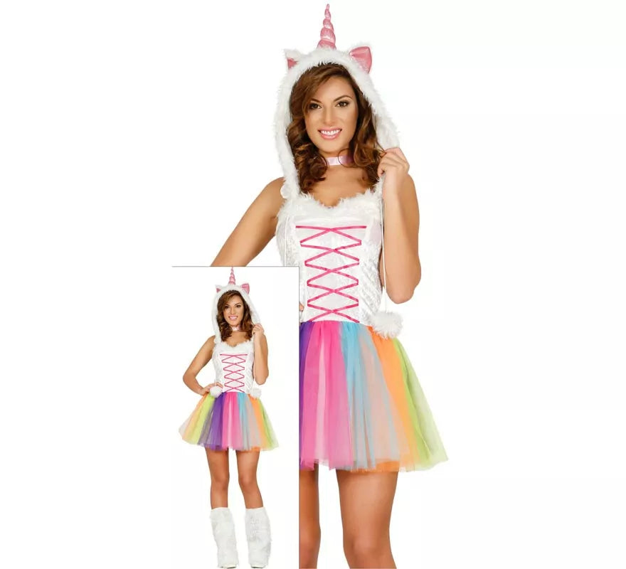 Disfraz de Unicornio Multicolor con tutú para mujer