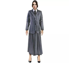 Costume da uniforme scolastica gotica a righe da donna