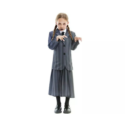 Disfraz de Uniforme Escolar Gótico a rayas para niña y adolescente