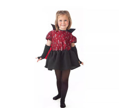 Elegante costume da vampiro scheletro con mantello per bambina
