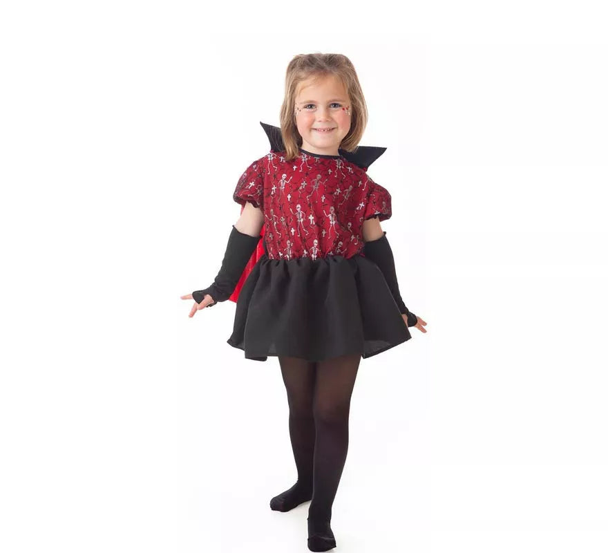Translation missing: es.Disfraz de Vampira Esqueletos elegante con capa para niña