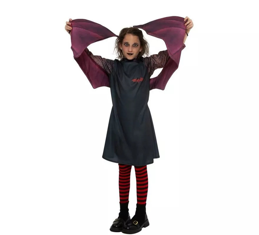 Disfraz de Vampira oscura con alas para niña