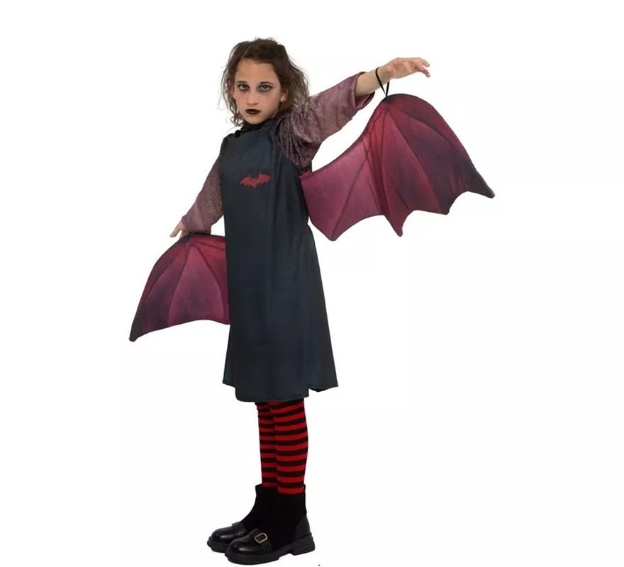 Disfraz de Vampira oscura con alas para niña