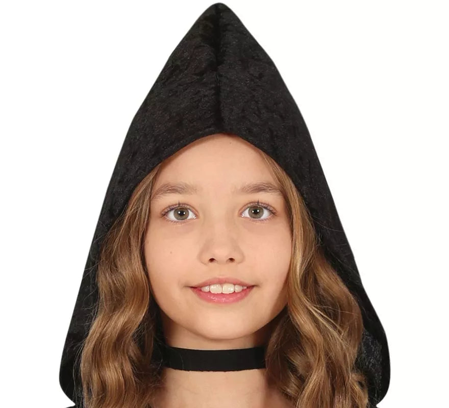 Translation missing: it.Disfraz de Vampiresa con capucha negra para niña