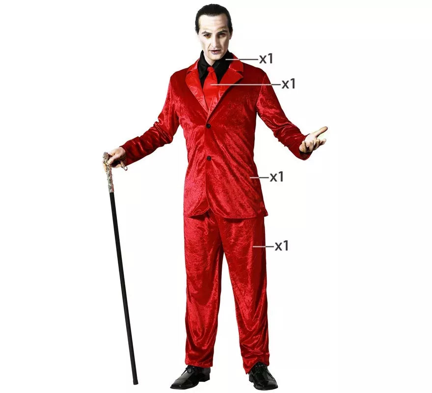 Translation missing: it.Disfraz de Vampiro Elegante Rojo para hombre