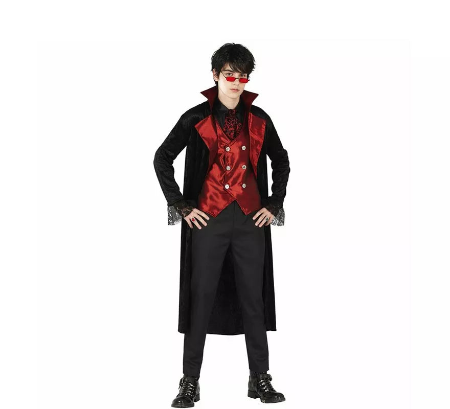 Translation missing: it.Disfraz de Vampiro Maligno con chaleco rojo para hombre