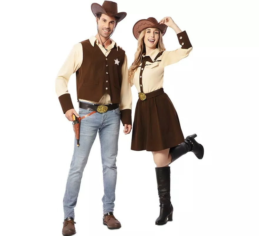 Translation missing: it.Disfraz de Vaquera beige y marrón con cinturón para mujer