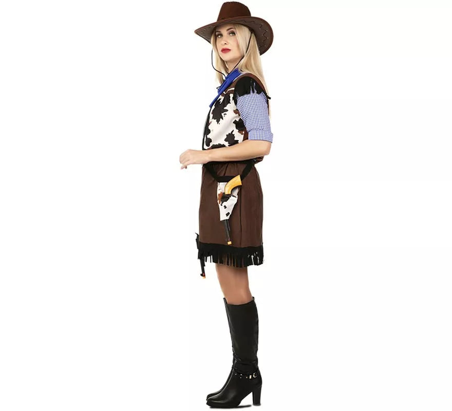 Translation missing: es.Disfraz de Vaquera con estampado vaca para mujer