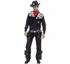 Costume da cowboy da rodeo nero per uomo