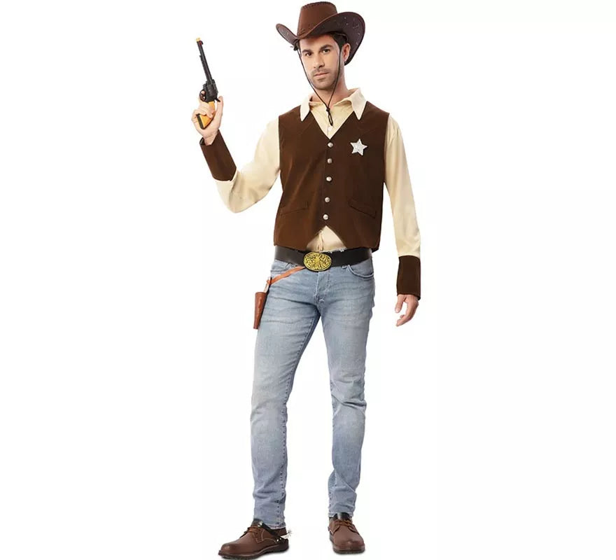 Translation missing: it.Disfraz de Vaquero Sheriff marrón para hombre