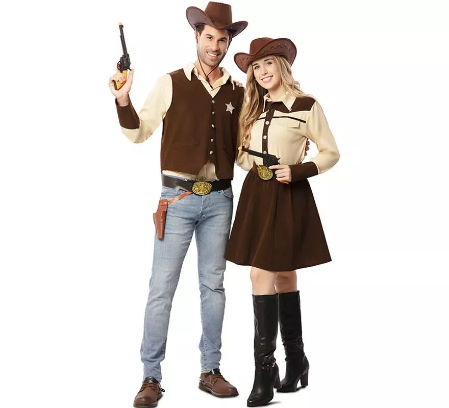 Translation missing: it.Disfraz de Vaquero Sheriff marrón para hombre