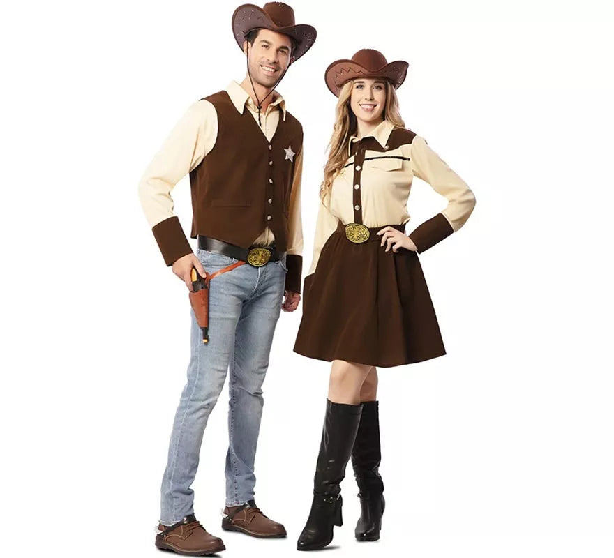 Disfraz de Vaquero Sheriff marrón para hombre