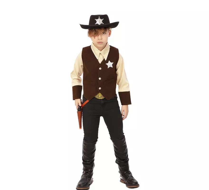 Translation missing: it.Disfraz de Vaquero Sheriff marrón para niño