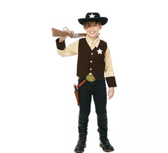 Costume da cowboy marrone da sceriffo per ragazzo