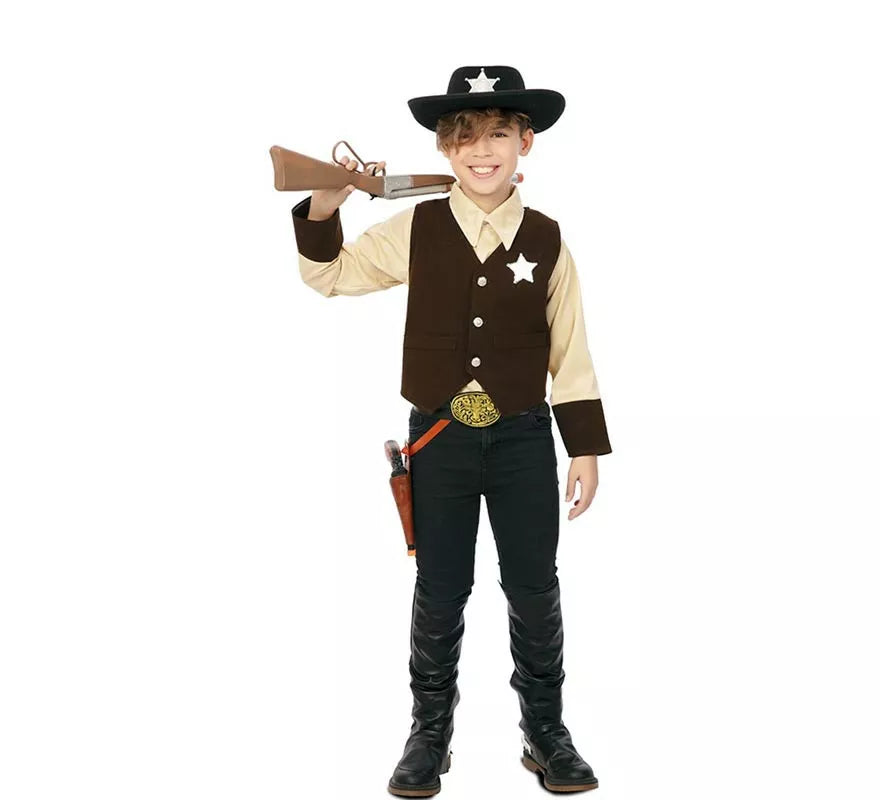 Translation missing: it.Disfraz de Vaquero Sheriff marrón para niño