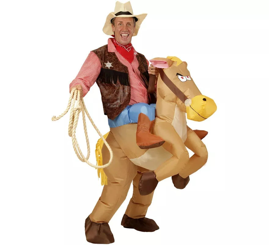 Translation missing: it.Disfraz de Vaquero sobre Caballo Hinchable para adulto