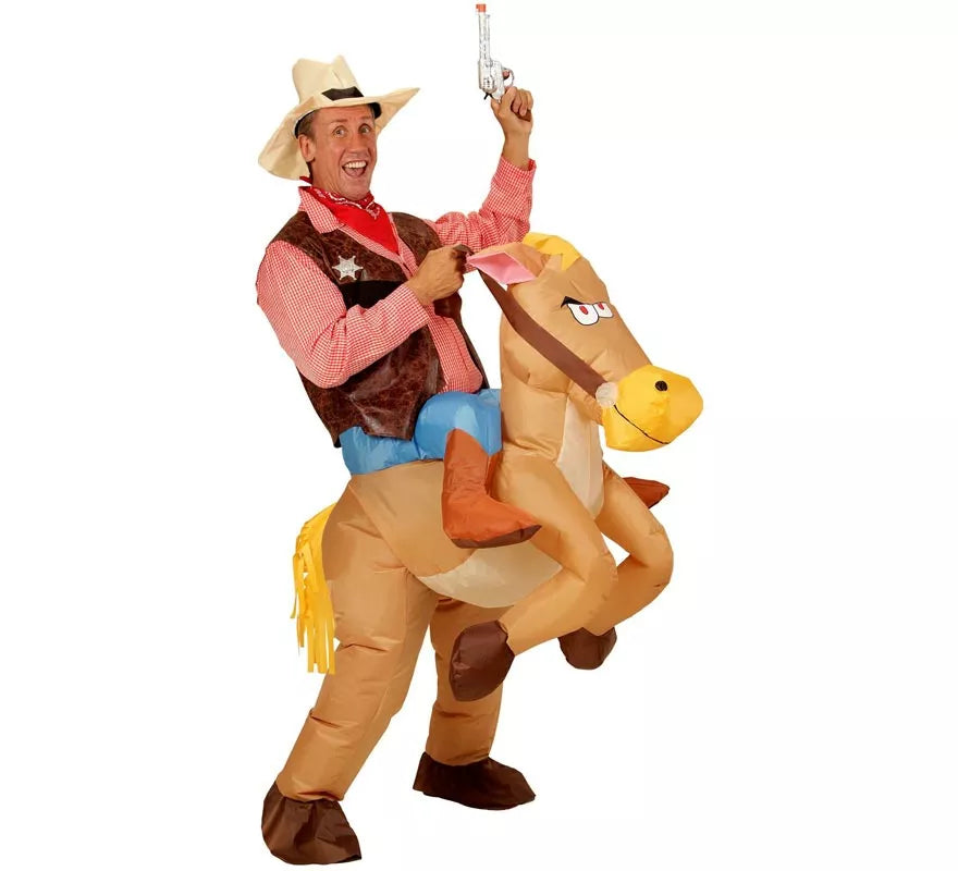 Translation missing: it.Disfraz de Vaquero sobre Caballo Hinchable para adulto