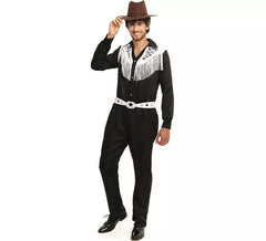 Costume da cowboy del vecchio West bianco e nero per uomo