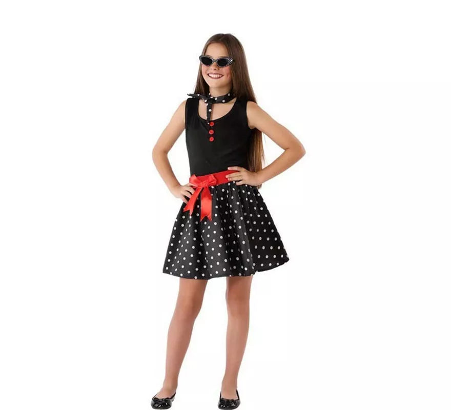 Translation missing: it.Disfraz de Vestido de los Años 60 Negro para niña