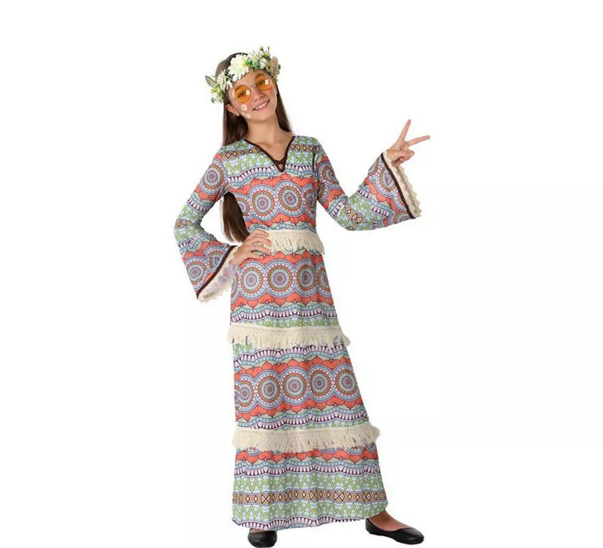 Translation missing: es.Disfraz de Vestido Hippie con Estampado para niña