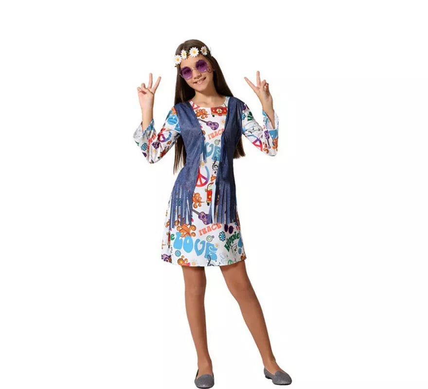 Translation missing: es.Disfraz de Vestido Hippie con Estampado para niña