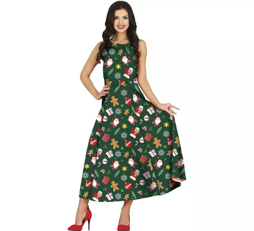 Translation missing: it.Disfraz de Vestido Navidades Verde Largo para mujer