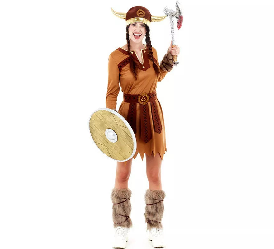 Translation missing: it.Disfraz de Vikinga Marrón Guerrera para mujer