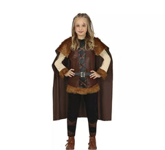 Disfraz de Vikinga marrón para niña