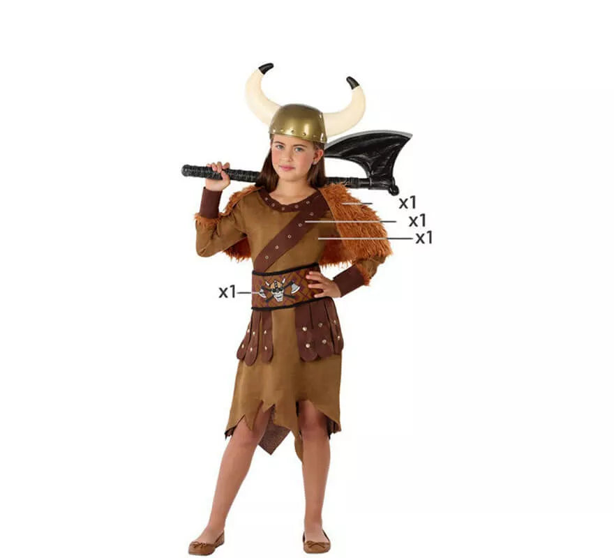 Translation missing: es.Disfraz de Vikinga Marrón para niña