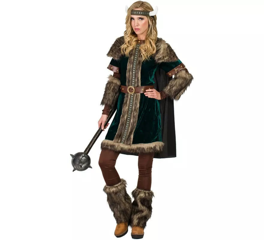 Translation missing: it.Disfraz de Vikinga Verde para mujer