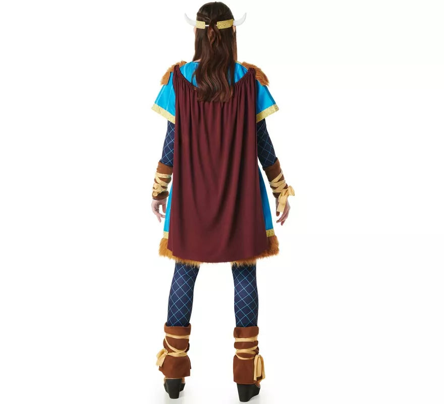 Translation missing: es.Disfraz de Vikingo azul con Capa para mujer
