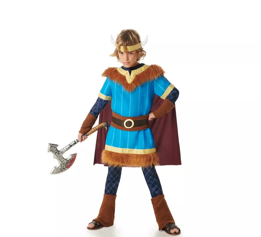 Translation missing: it.Disfraz de Vikingo azul con Capa para niños