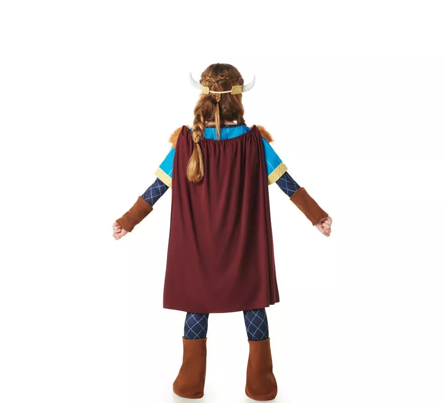 Disfraz de Vikingo azul con Capa para niños