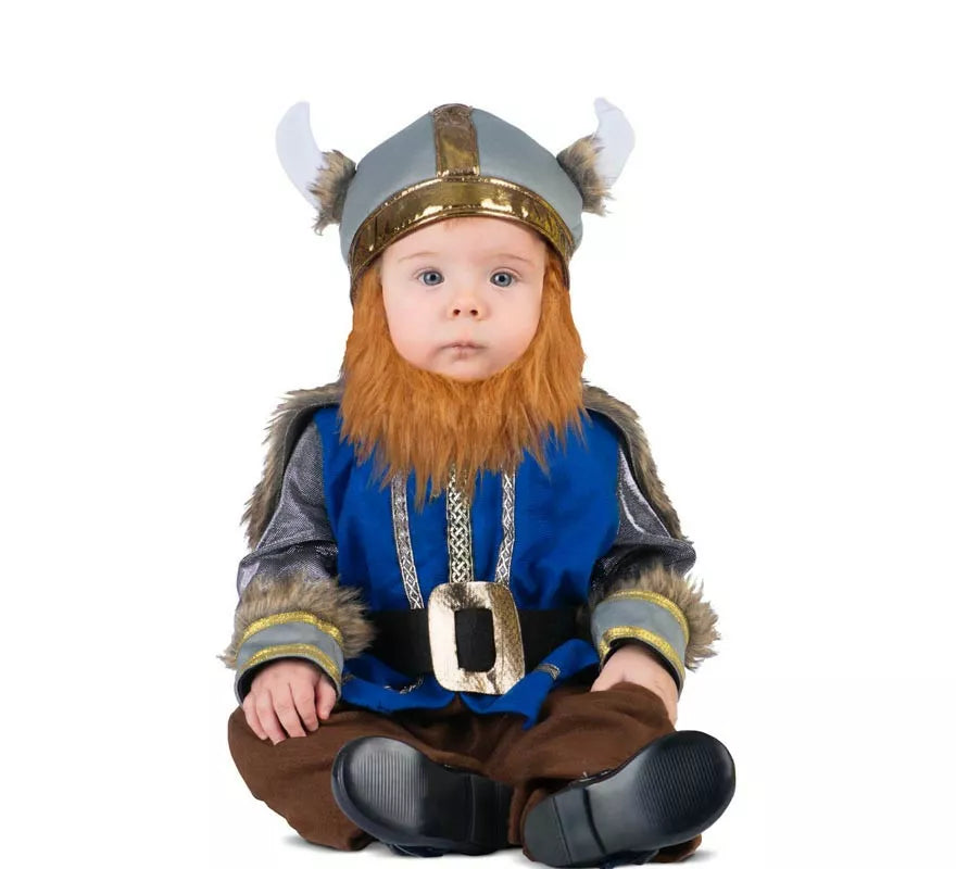 Translation missing: it.Disfraz de Vikingo azul con sombrero para bebé y niño