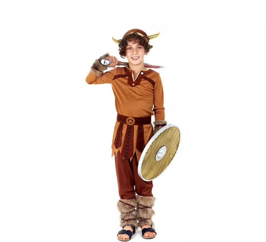 Translation missing: it.Disfraz de Vikingo Marrón Guerrero para niño